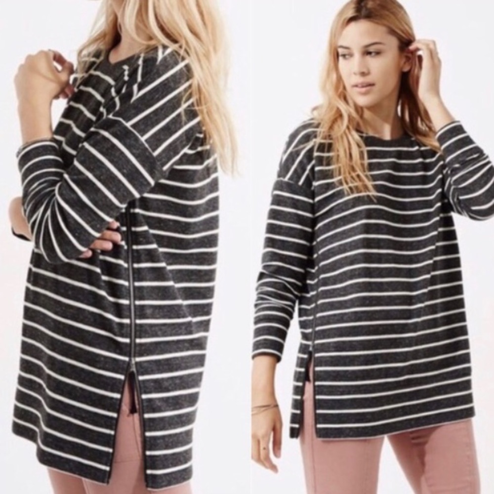 Lou & Grey Striped Pullover w/ Side Zip